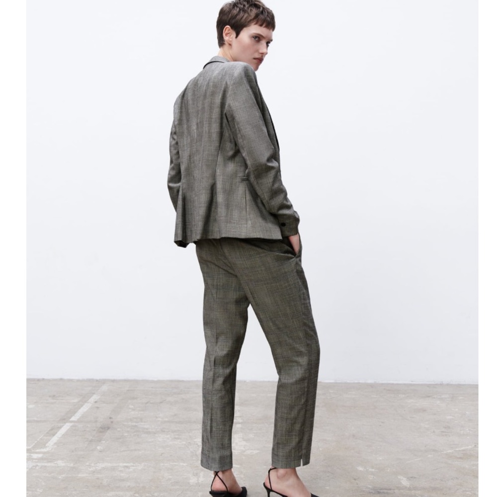 NEW! Zara SUIT SET Plaid Blazer with Cigarette Pants - Picture 2 of 16